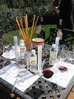 We then went out back, where Stefanie had set up a table for us to start our wine blending.