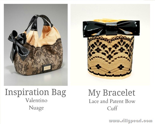 Lace Fabric Patent Bow Cuff Bracelet Inspired by Valentino Nuage Bag Lace Fabric Patent Bow Cuff Bracelet Inspired by Valentino Nuage Bag