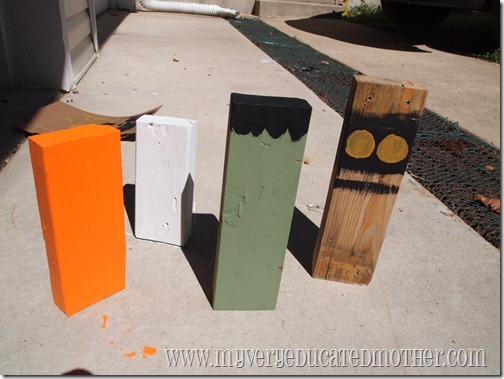 2x4 Halloween decor step 1 www.myveryeducatedmother.com 2x4 Halloween decor step 1
