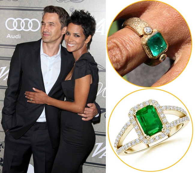 Halle Berry Yellow Gold Emerald Ring Halle Berry Yellow Gold Emerald Ring