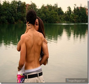 Kissing-couple-lake-affection-hug-shirtless-boy