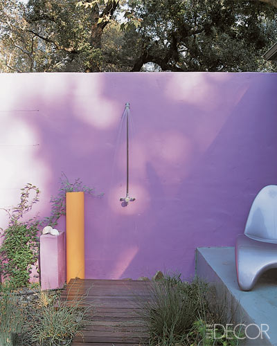 An outdoor space is somewhere you can really have some design fun. Painting an outside wall or patio a vibrant color like this one will electrify your outside living.
(elledecor.com) An outdoor space is somewhere you can really have some design fun. Painting an outside wall or patio a vibrant color like this one will electrify your outside living.
(elledecor.com)