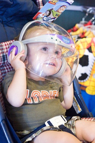 9.6.12 - disney jacob try on buzz helmet
