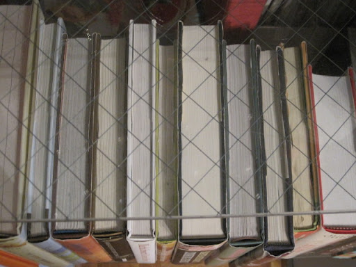 A close-up of the glass shelves.