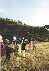 The parade took place just before the ceremony -- our guests gathered at the path to the field we were to be married in and were lead to the wedding by the band and Daniel and his groomsmen. The parade took place just before the ceremony -- our guests gathered at the path to the field we were to be married in and were lead to the wedding by the band and Daniel and his groomsmen.