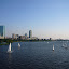 A beautiful red-flag day for a sail on the Charles