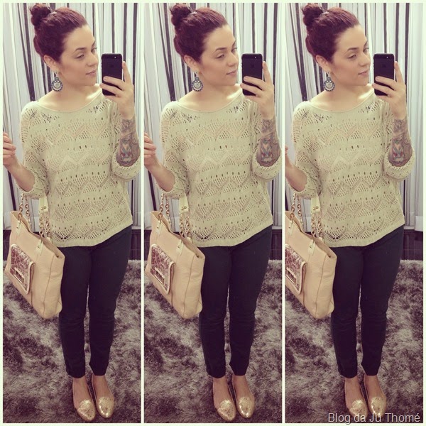 Look calça verde, tricô nude e sapatilha de paetês (2) Look calça verde, tricô nude e sapatilha de paetês (2)