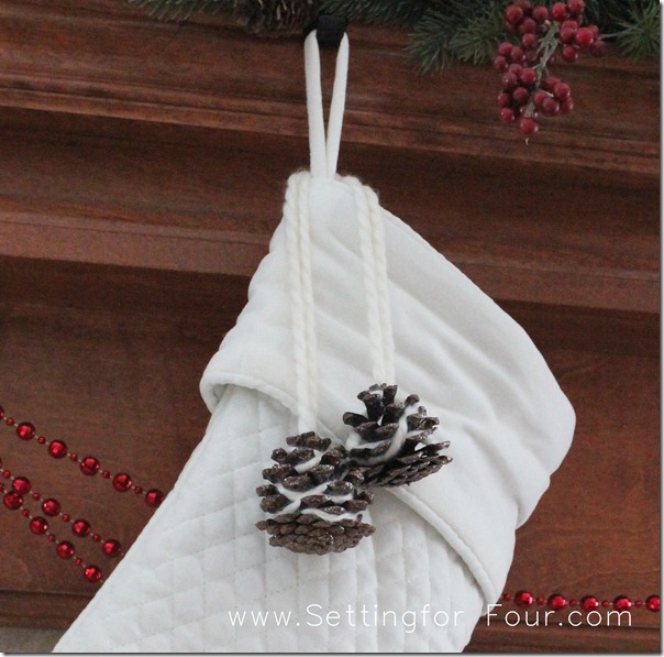 DIY Holiday Glitter Pinecone Pompoms from Setting for Four #diy #tutorial #glitter #glamour #pompom #pinecone #holiday #christmas