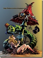 Alice cheshire cat and caterpillar