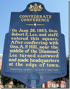 Confederate Conference marker at town square Chambersburg, PA