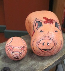 11.2011 Maine Naples Tonys Foodland rock painted pigs