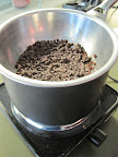The chips are being melted in a home made double boiler.