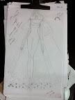 An initial sketch by Keny, the dressmaker.