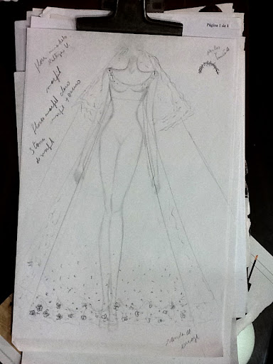 An initial sketch by Keny, the dressmaker.
