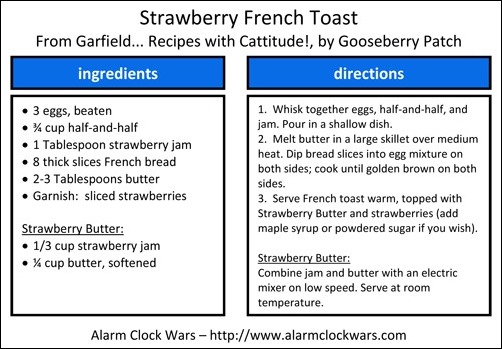 strawberry french toast recipe card