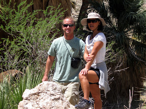 Steve and Haeja relax in the shade of the Carrizo Palm grove