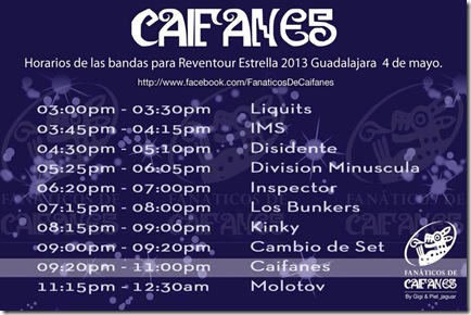 horarios de presentacion en el reventour 2013 horarios de presentacion en el reventour 2013
