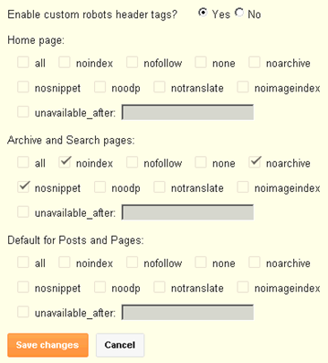blogger search settings after change