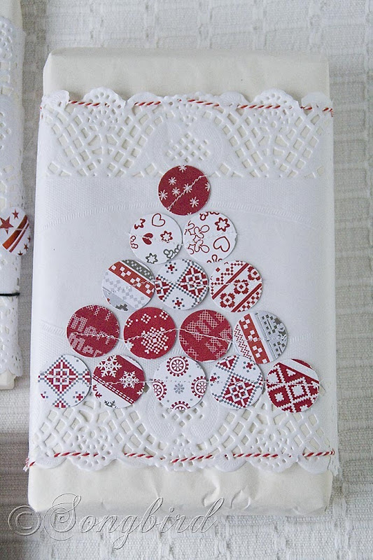 Songbird Christmas White Red Gift Wrapping 8