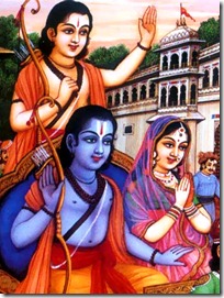 Sita, Rama and Lakshmana leaving Ayodhya