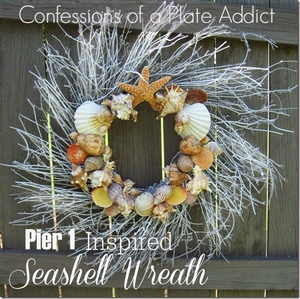 CONFESSIONS OF A PLATE ADDICT Pier 1 Inspired Seashell Wreath CONFESSIONS OF A PLATE ADDICT Pier 1 Inspired Seashell Wreath