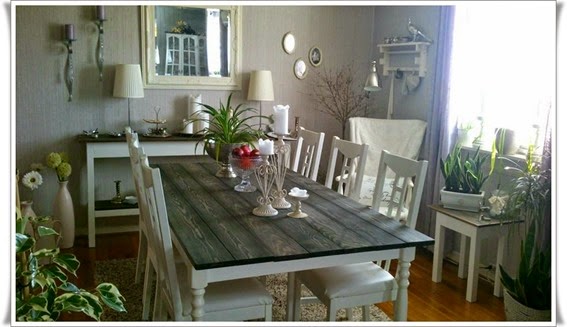 Spisestuebordet mitt etter forvandlingen