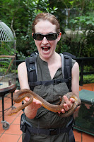 Kristy, thrilled to be holding a snake