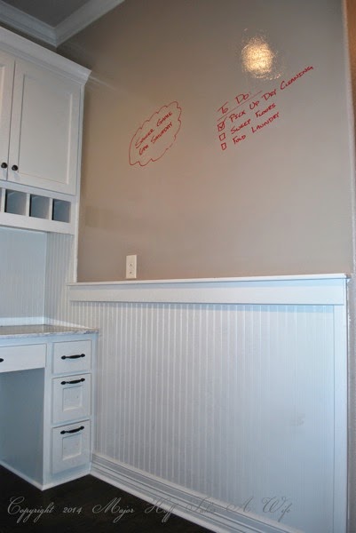 Mudroom beadboard wall with dry erase paint area above.jpg Mudroom beadboard wall with dry erase paint area above