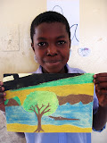 Isaac Ndlovu with his picture of the river. South Africa - 464.jpg
