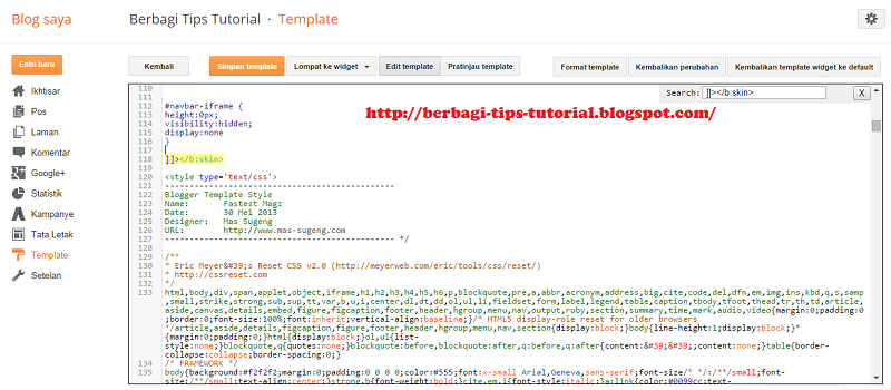 Cara Menonaktifkan Navbar pada Blogger Edit HTML