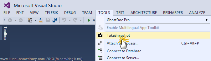 How to take Snapshot manually using the Auto History Extension in Visual Studio 2013