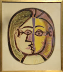 Collage, Inramat tryck av tallrik. Art nr. 30012. Mått ink ram 29x24