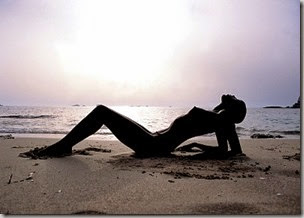 reclining nude on beach