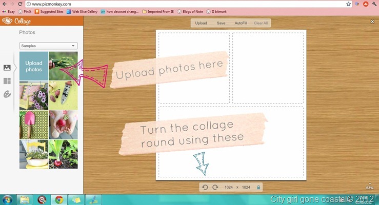 adding photos to blog button collage