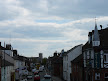 Christchurch Priory, the High Street, the Railway pub, from the railway bridge