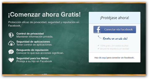 Registro gratuito en Secure.me