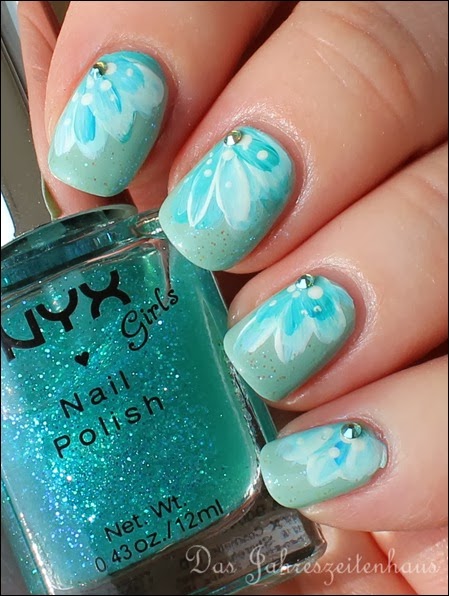 Blüten Türkis One Stroke Pinsel Blumen Turquoise Flower 7 Blüten Türkis One Stroke Pinsel Blumen Turquoise Flower 7