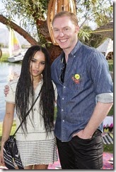 LA QUINTA, CA - APRIL 10:  Actress Zoe Kravitz and Coach Executive Creative Director Stuart Vevers attend Coach Backstage at Soho Desert House on April 10, 2015 in La Quinta, California.  (Photo by Chelsea Lauren/Getty Images for Coach)