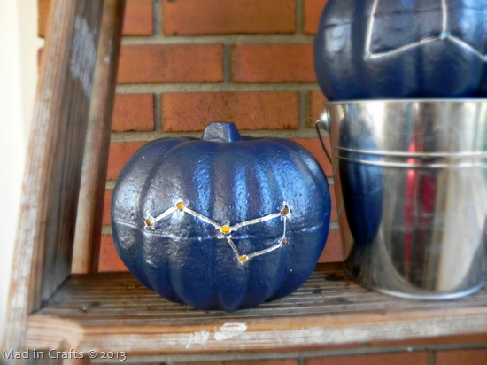 Drilled Constellation Pumpkins - pearlized mod podge spray Drilled Constellation Pumpkins - pearlized mod podge spray