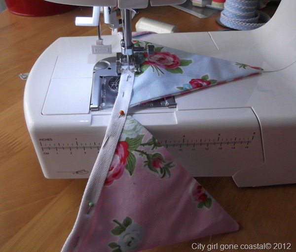 sewing flags to cotton tape