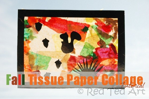 Fall Tissue Paper Collage Tutorial @ ucreatewithkids.com
