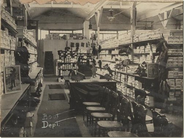 Boot department inside Lennons Drapers