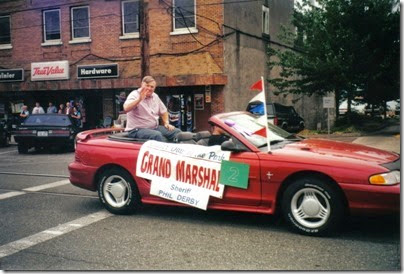 02 Ford Mustang Convertible with Grand Marshal Sheriff Phil Derby in the Rainier Days in the Park Parade on July 8, 2000