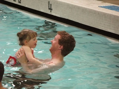 swimming with daddy