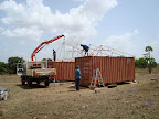 Lifting roof trusses into place