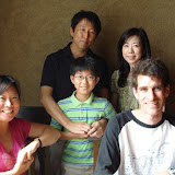 Lunch with friends we made from Kai's school in 2007: Yosh, Wakako, and Hiroki