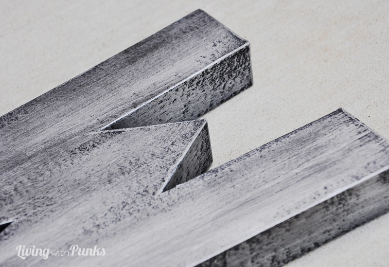 Faux metal letters