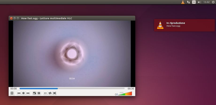 VLC notifiche default Ubuntu