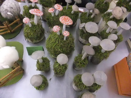 TV crafter Kristin St. Clair made these toadstools.