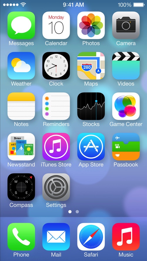 Iphone 5 home screen ios 7